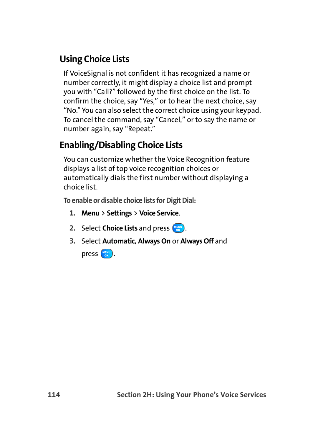 TOA Electronics A920 Using Choice Lists, Enabling/Disabling Choice Lists, To enable or disable choice lists for Digit Dial 