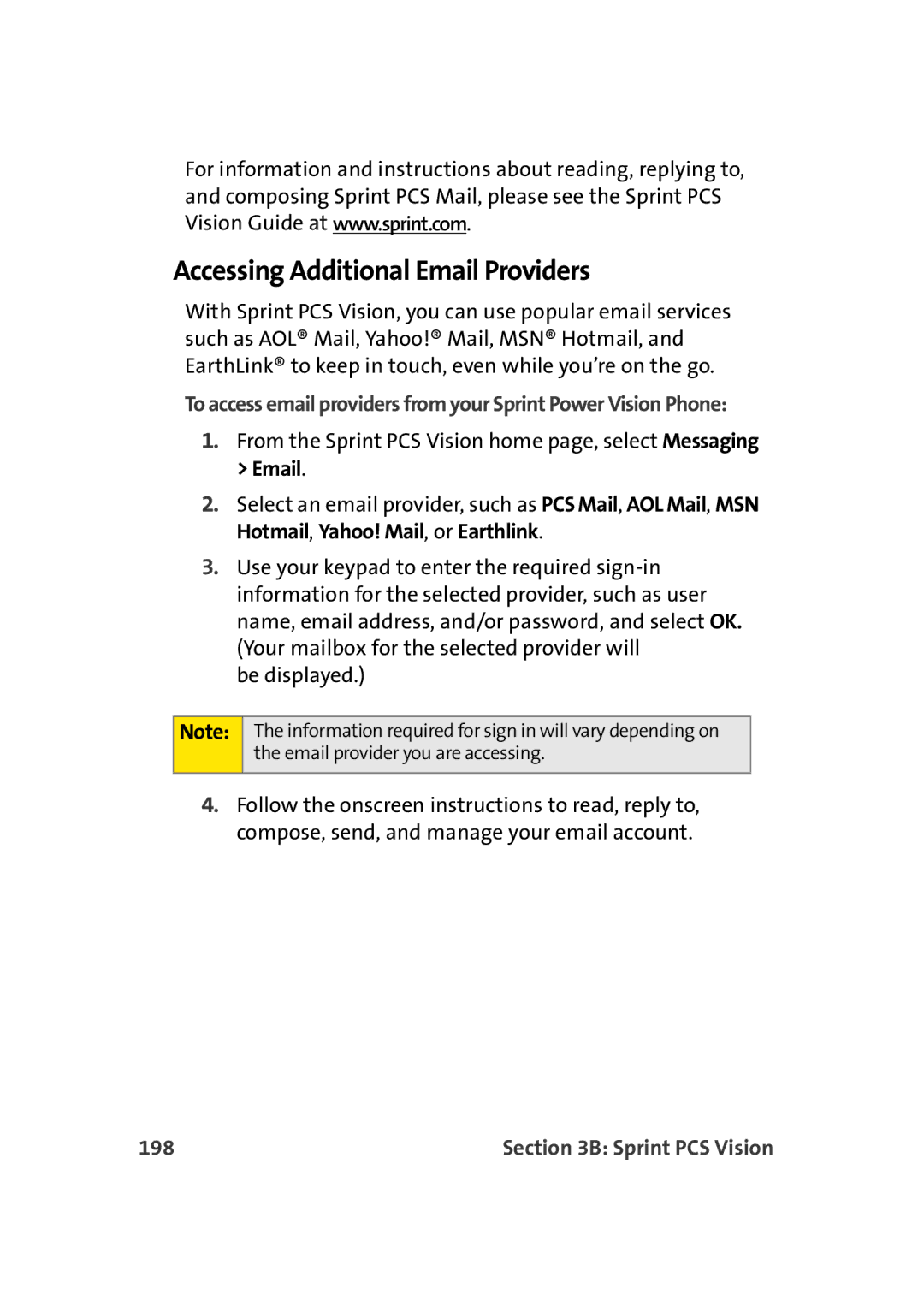 TOA Electronics A920 manual Accessing Additional Email Providers, 198 