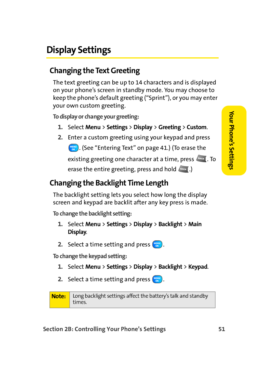 TOA Electronics A920 manual Display Settings, Changing the Text Greeting, Changing the Backlight Time Length 