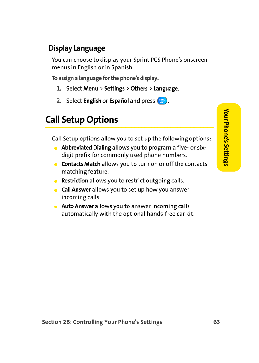 TOA Electronics A920 manual Call Setup Options, Display Language, To assign a language for the phone’s display 