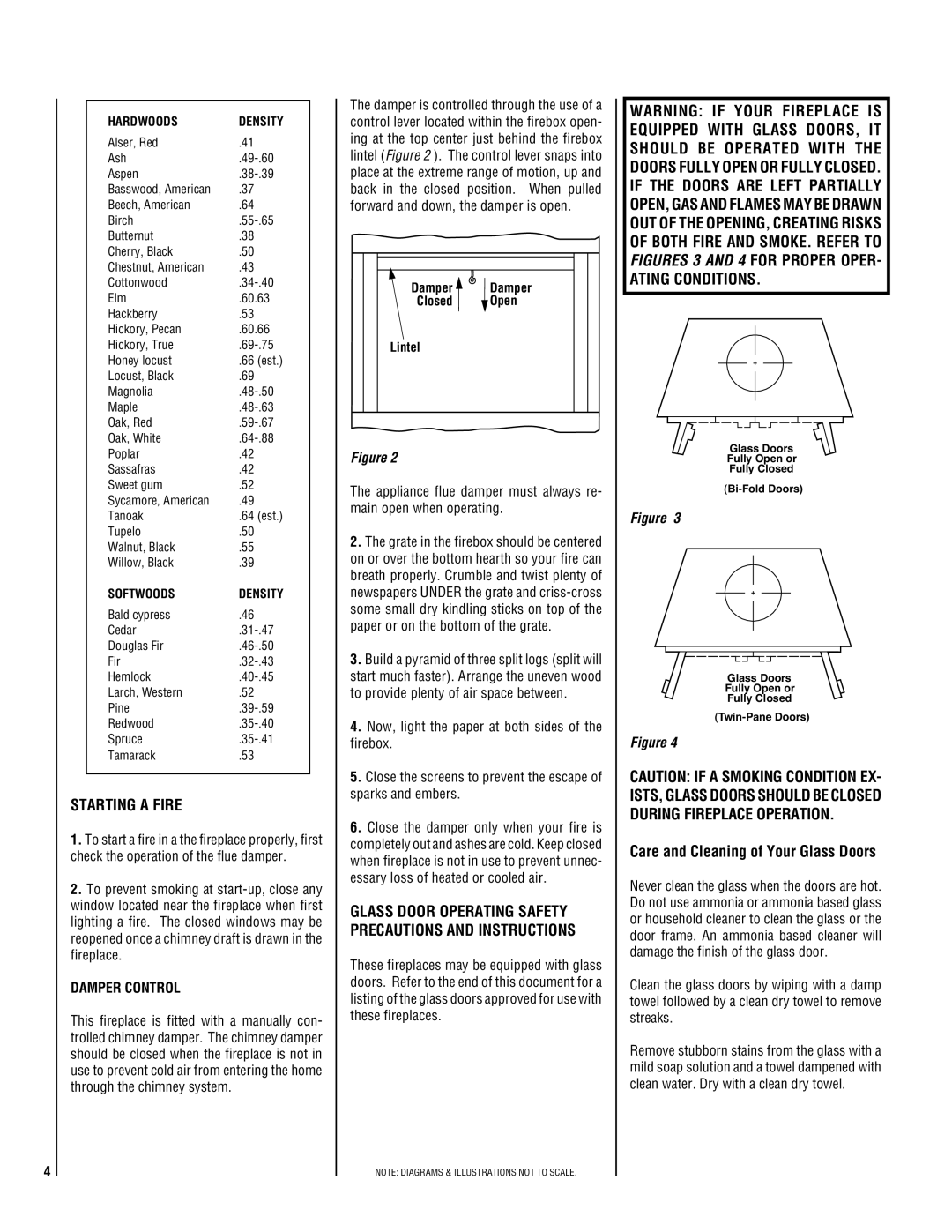 TOA Electronics BCF-3885 manual Starting a Fire, Care and Cleaning of Your Glass Doors, Damper Control 