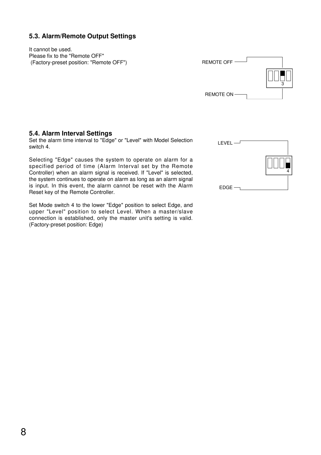 TOA Electronics C-AL80(L), C-AL80(H) instruction manual Alarm/Remote Output Settings, Alarm Interval Settings 