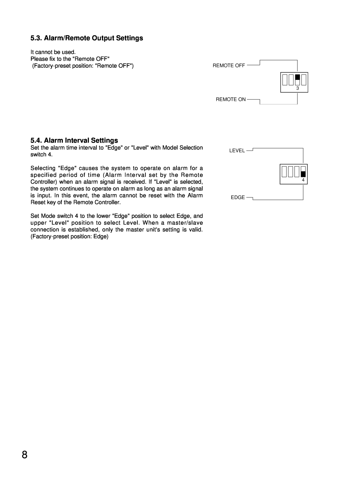 TOA Electronics C-AL80(L), C-AL80(H) instruction manual Alarm/Remote Output Settings, Alarm Interval Settings 