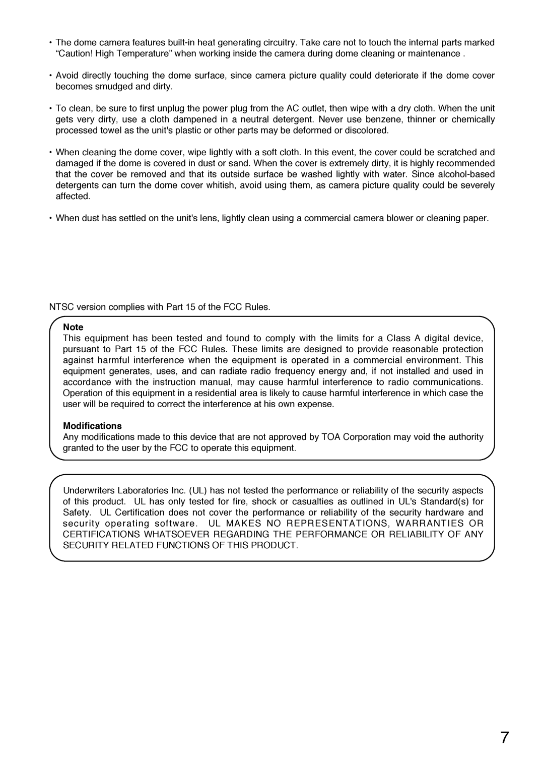 TOA Electronics C-CC714 NT installation manual Modifications 