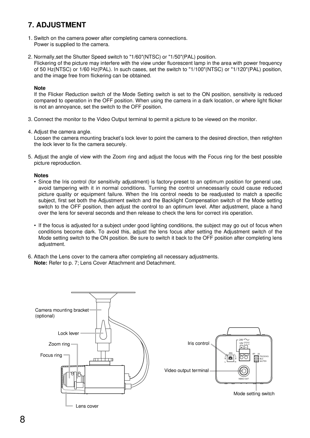 TOA Electronics C-CV14-2 NTSC instruction manual Adjustment 