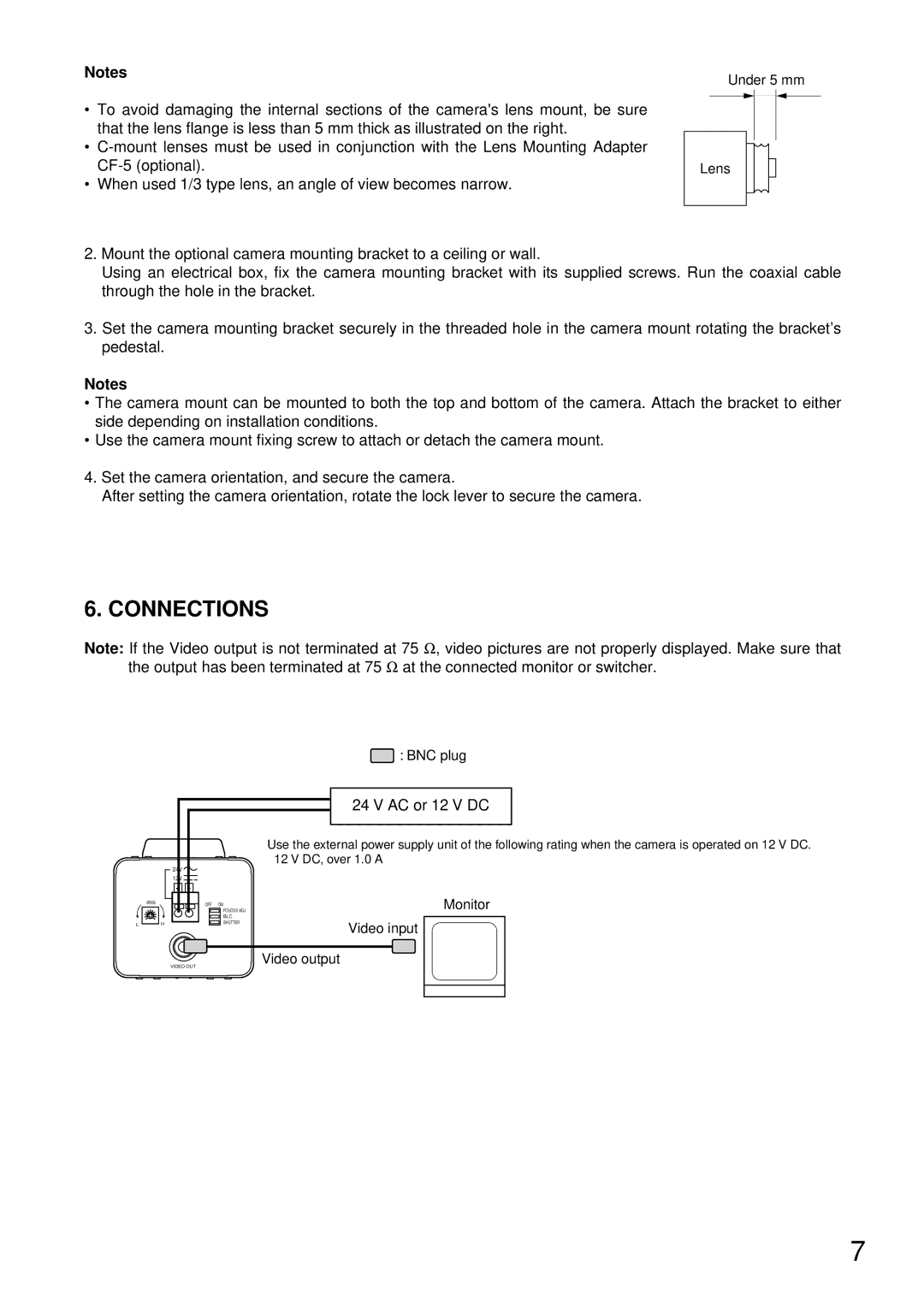 TOA Electronics C-CV14-CS PAL instruction manual Connections, AC or 12 V DC 