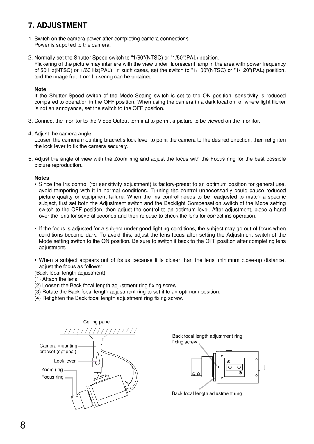 TOA Electronics C-CV14-CS PAL instruction manual Adjustment 