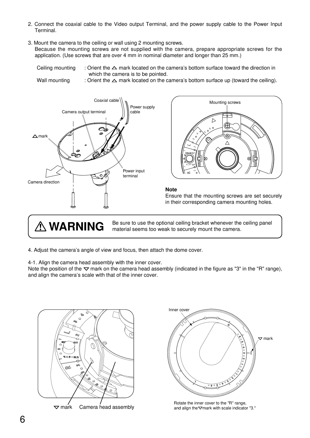 TOA Electronics C-CV24-2 NTSC instruction manual Mark Camera head assembly 