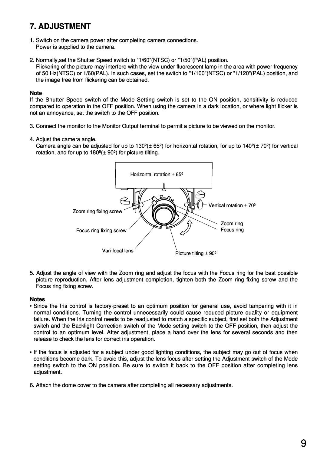 TOA Electronics C-CV24-2 NTSC instruction manual Adjustment 