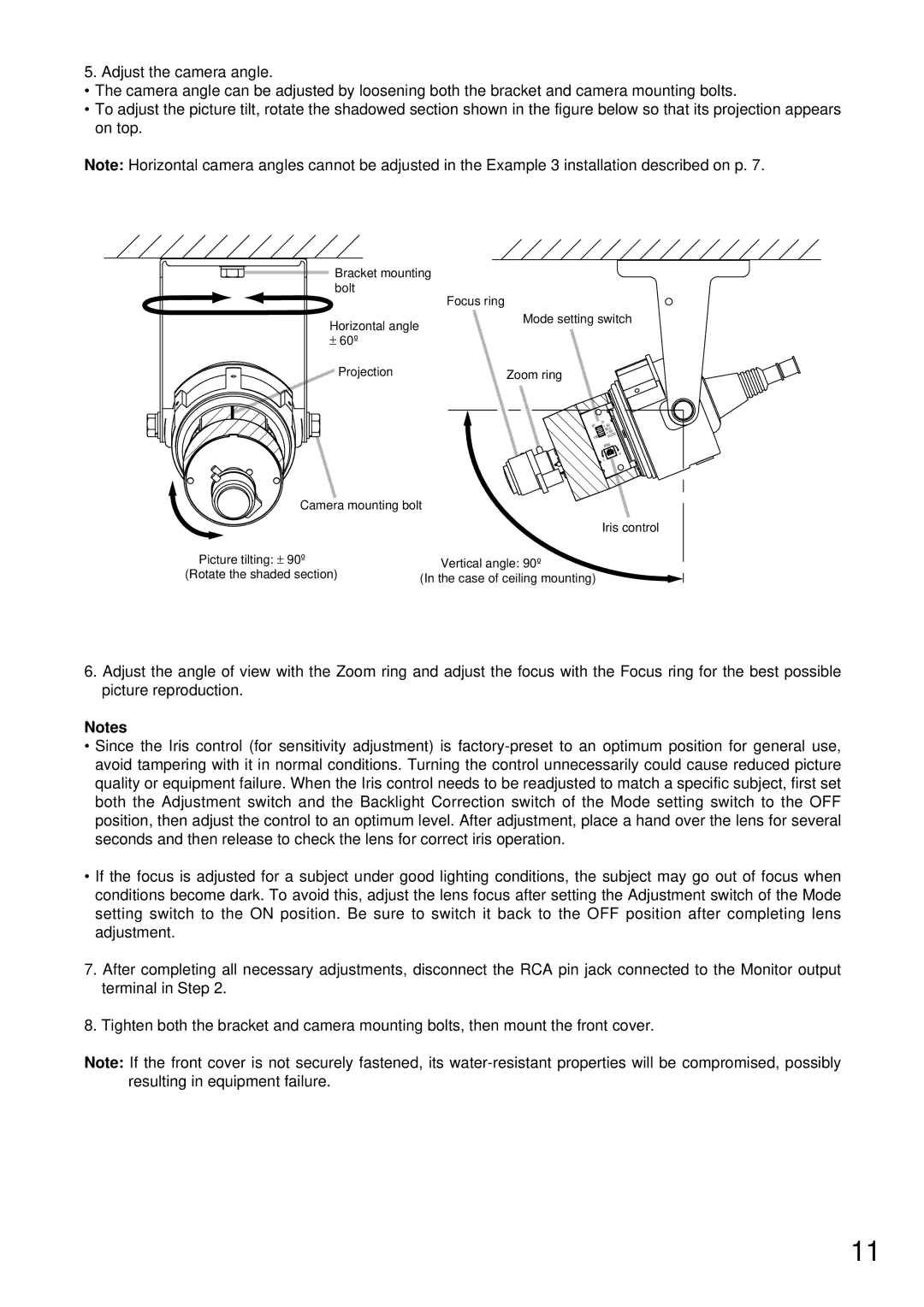 TOA Electronics C-CV44-3 NTSC instruction manual Camera mounting bolt 