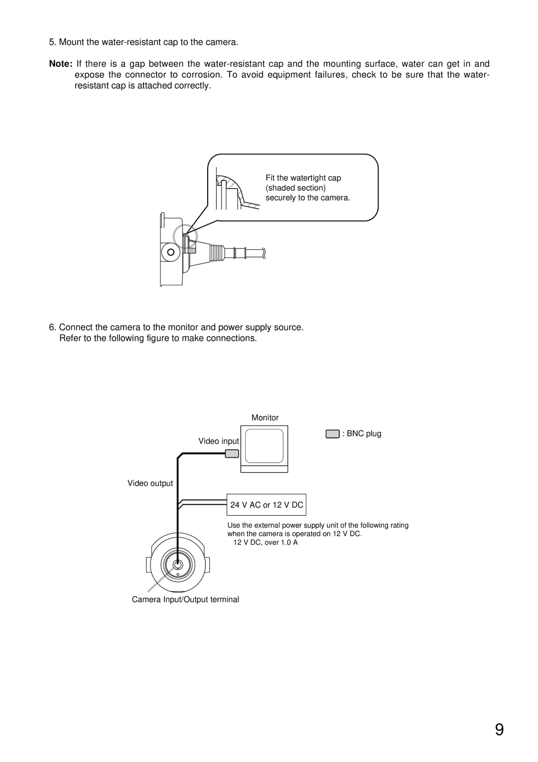 TOA Electronics C-CV44-3 NTSC instruction manual Mount the water-resistant cap to the camera 