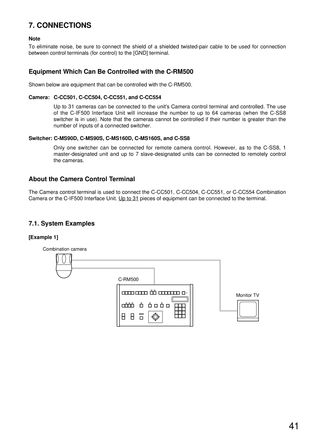 TOA Electronics C-RM500 operating instructions Connections, System Examples 