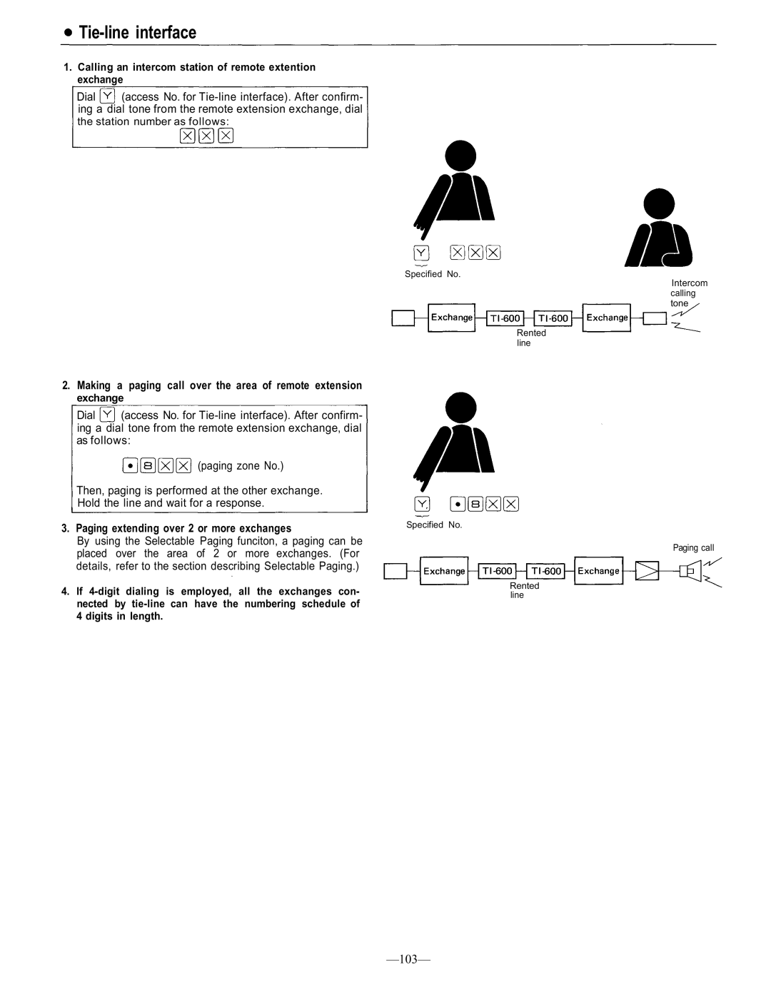 TOA Electronics CP-66 operating instructions Tie-line interface, Paging extending over 2 or more exchanges 