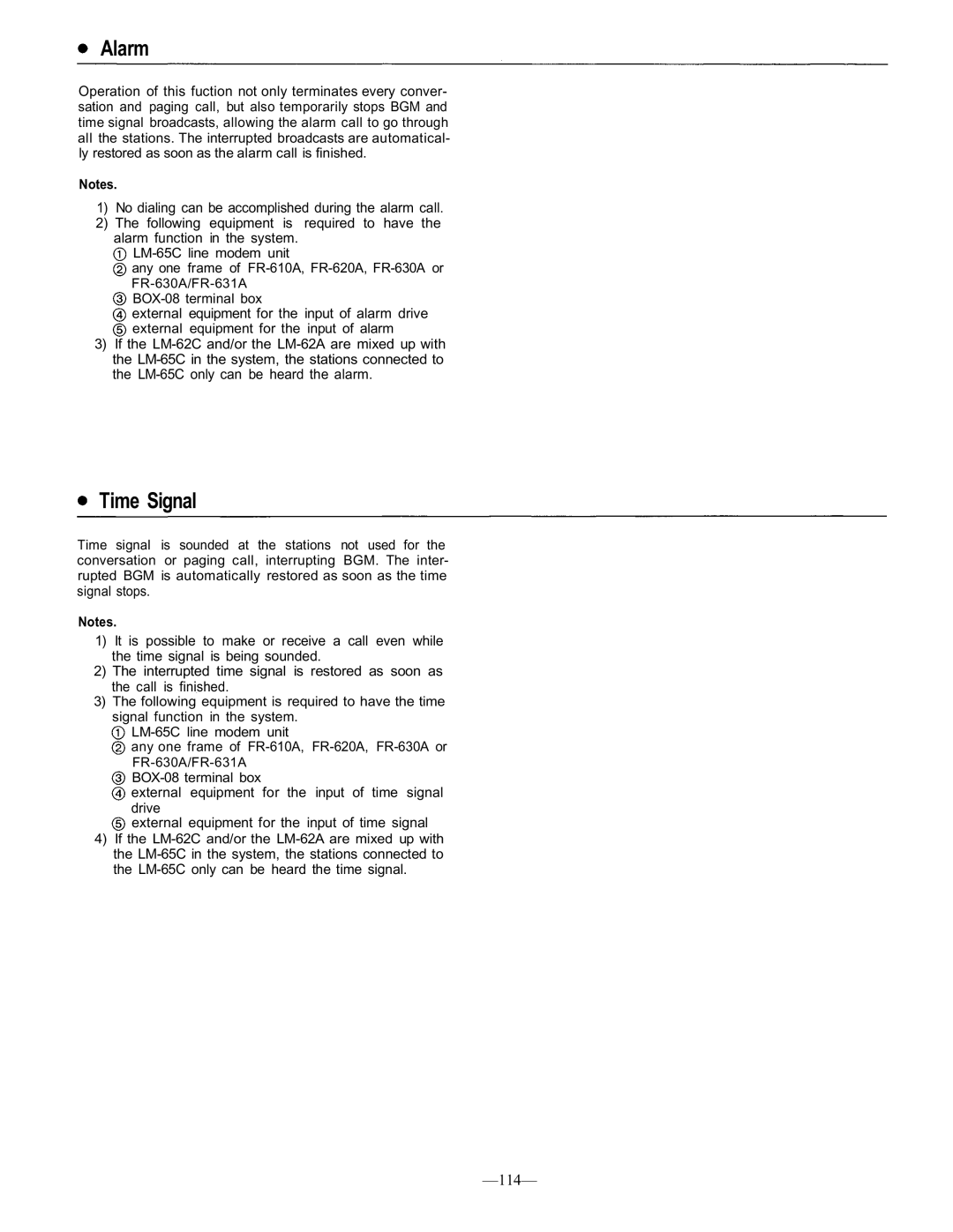 TOA Electronics CP-66 operating instructions Alarm, Time Signal 