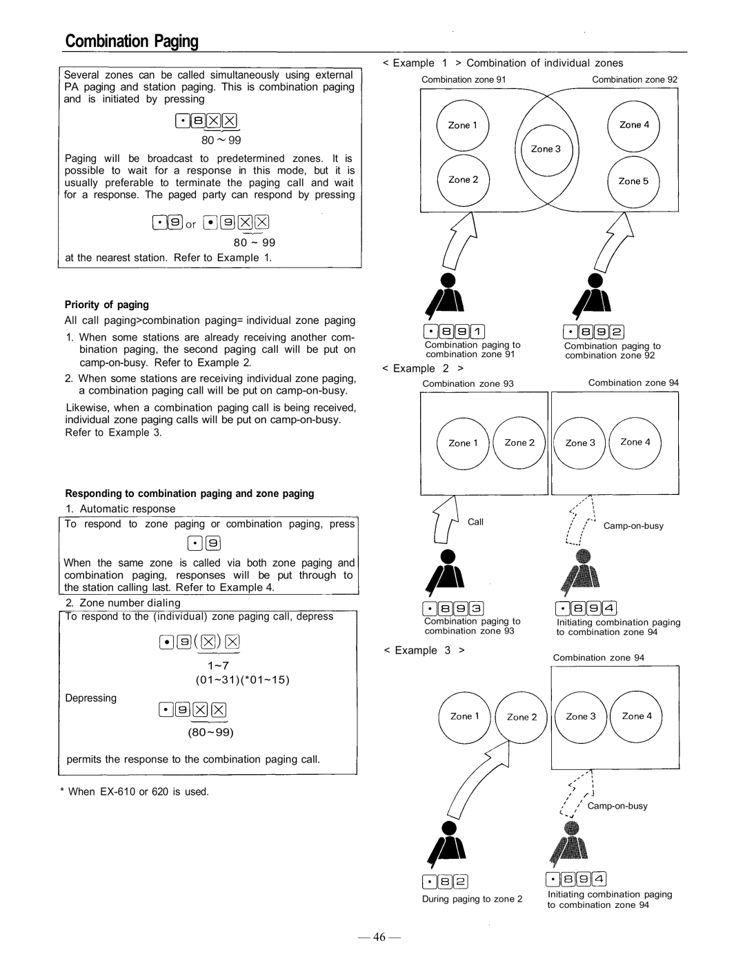 TOA Electronics CP-66 Combination Paging, Priority of paging, Responding to combination paging and zone paging 