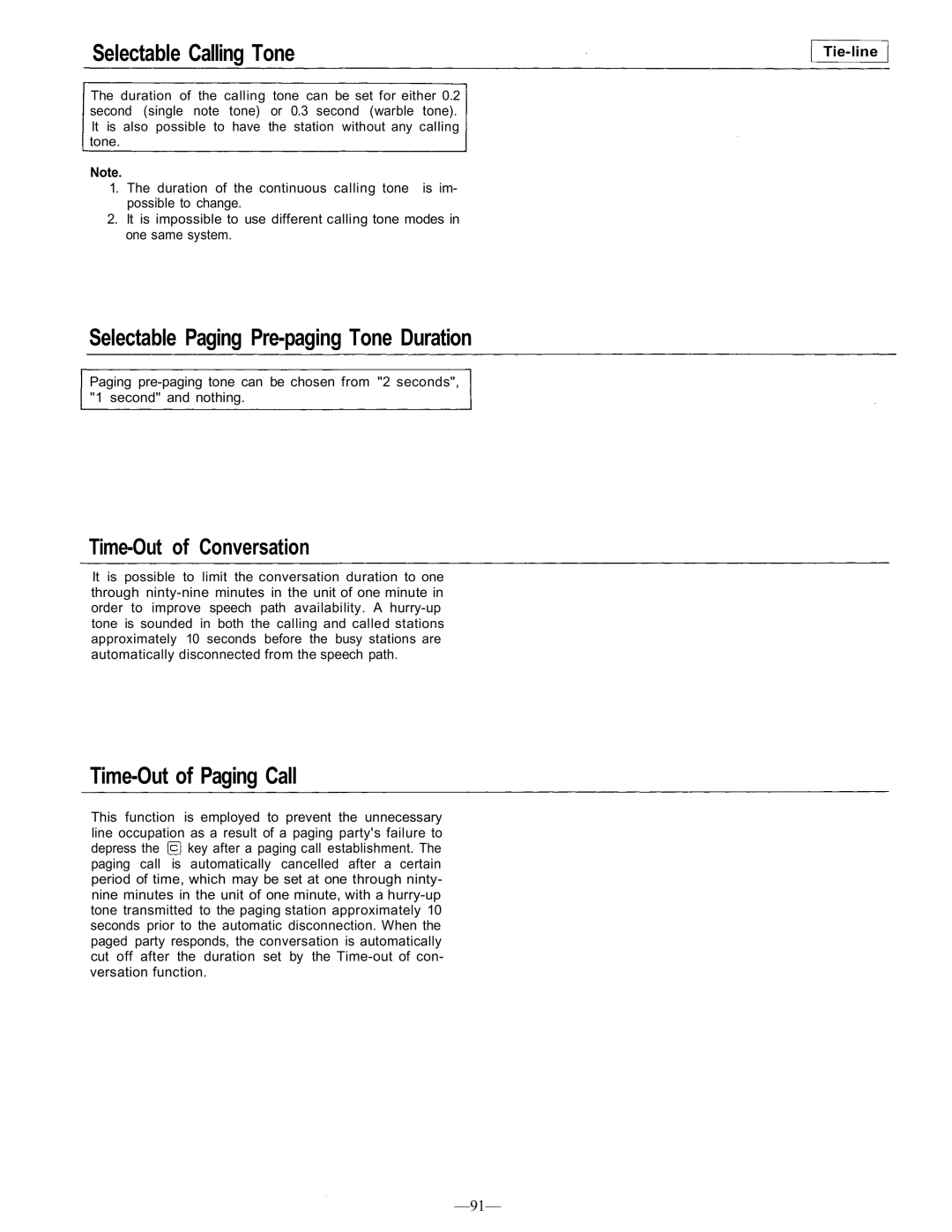 TOA Electronics CP-66 operating instructions Selectable Calling Tone, Second single note tone or 0.3 second warble tone 