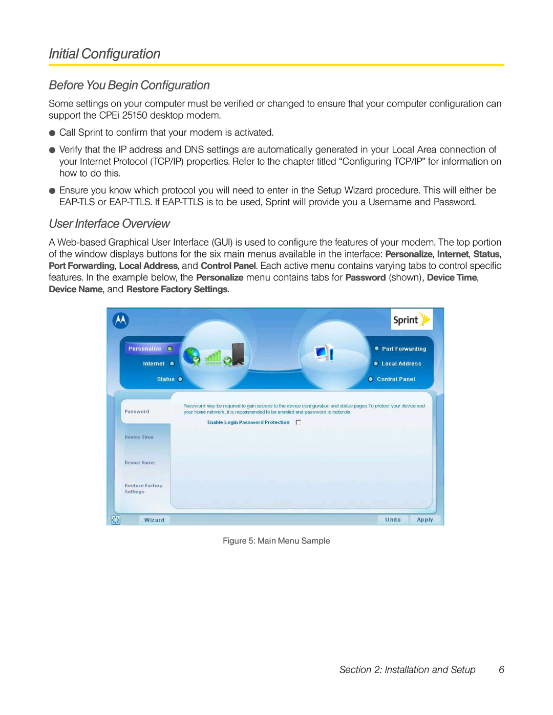 TOA Electronics CPEI 25150 manual Initial Configuration, Before You Begin Configuration, User Interface Overview 