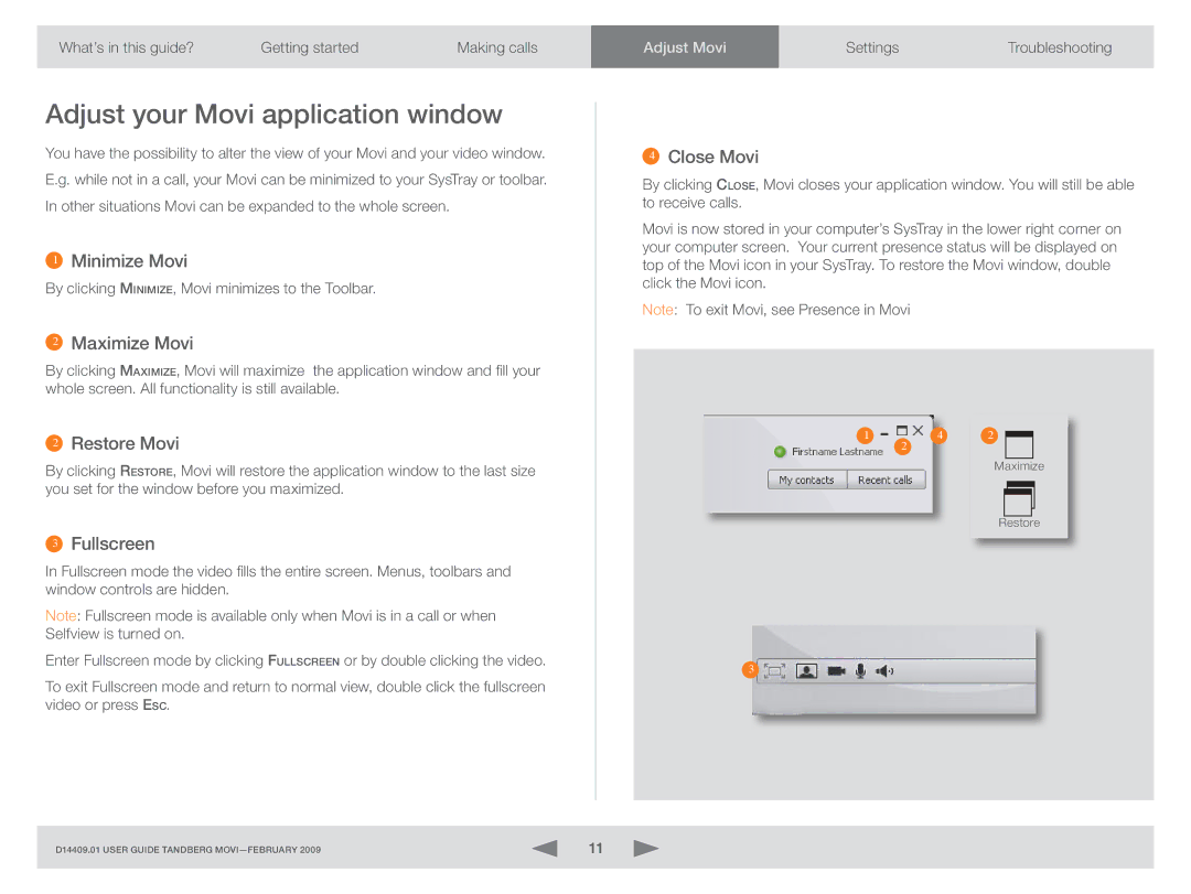 TOA Electronics D14409.01 manual Adjust your Movi application window 