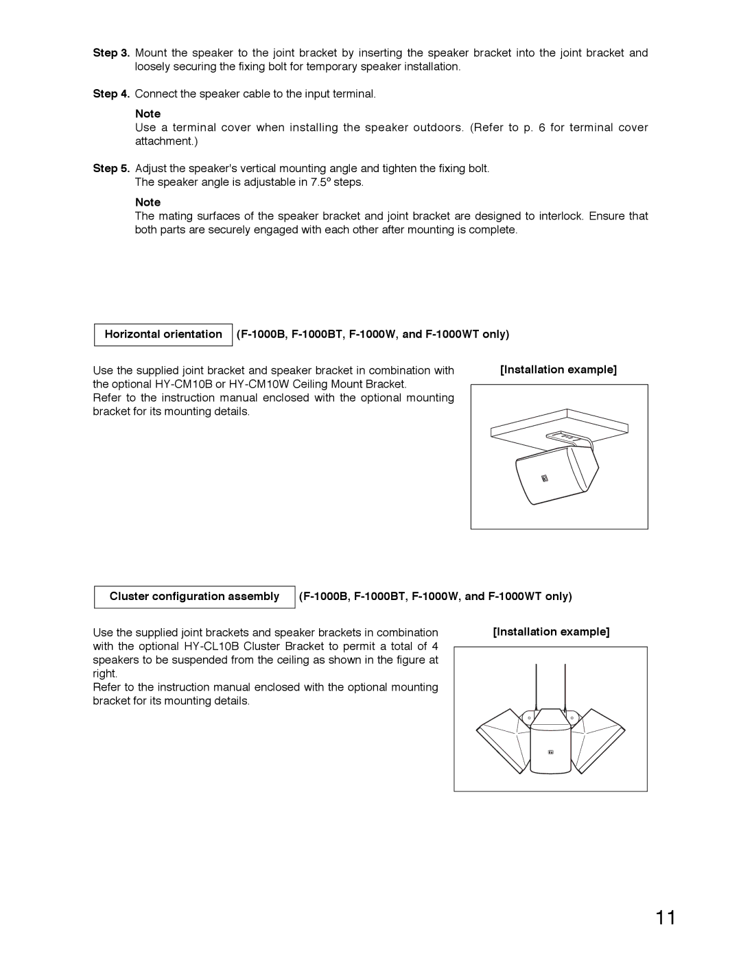 TOA Electronics F-1000BTWP, F-1000WTWP operating instructions Installation example 