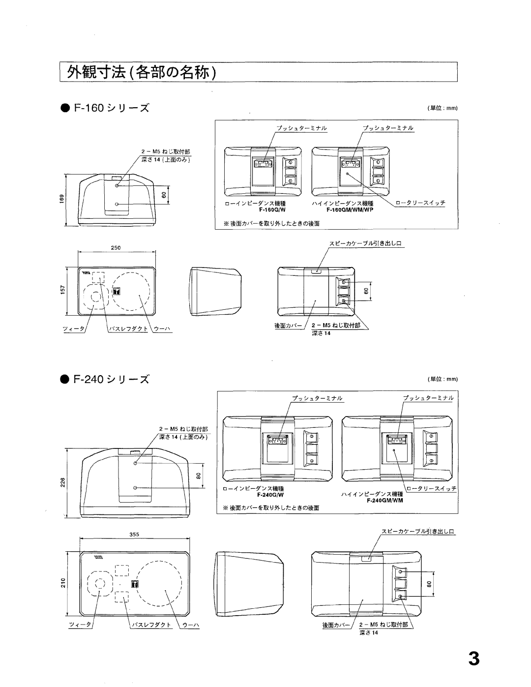 TOA Electronics F-160WP, F-160WM, F-160GM, F-240WM, F-240GM instruction manual 