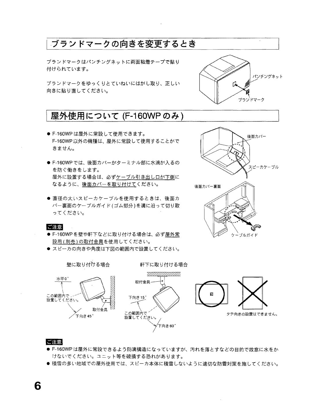 TOA Electronics F-160WP, F-160WM, F-160GM, F-240WM, F-240GM instruction manual 