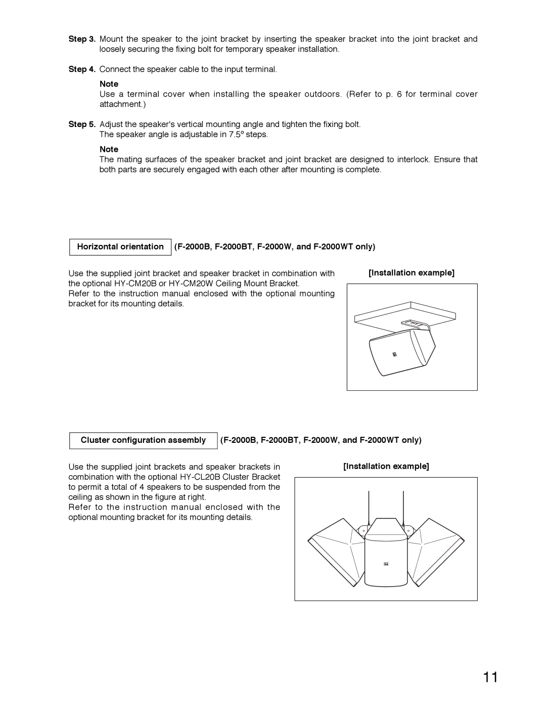 TOA Electronics F-2000WTWP, F-2000BTWP operating instructions Installation example 