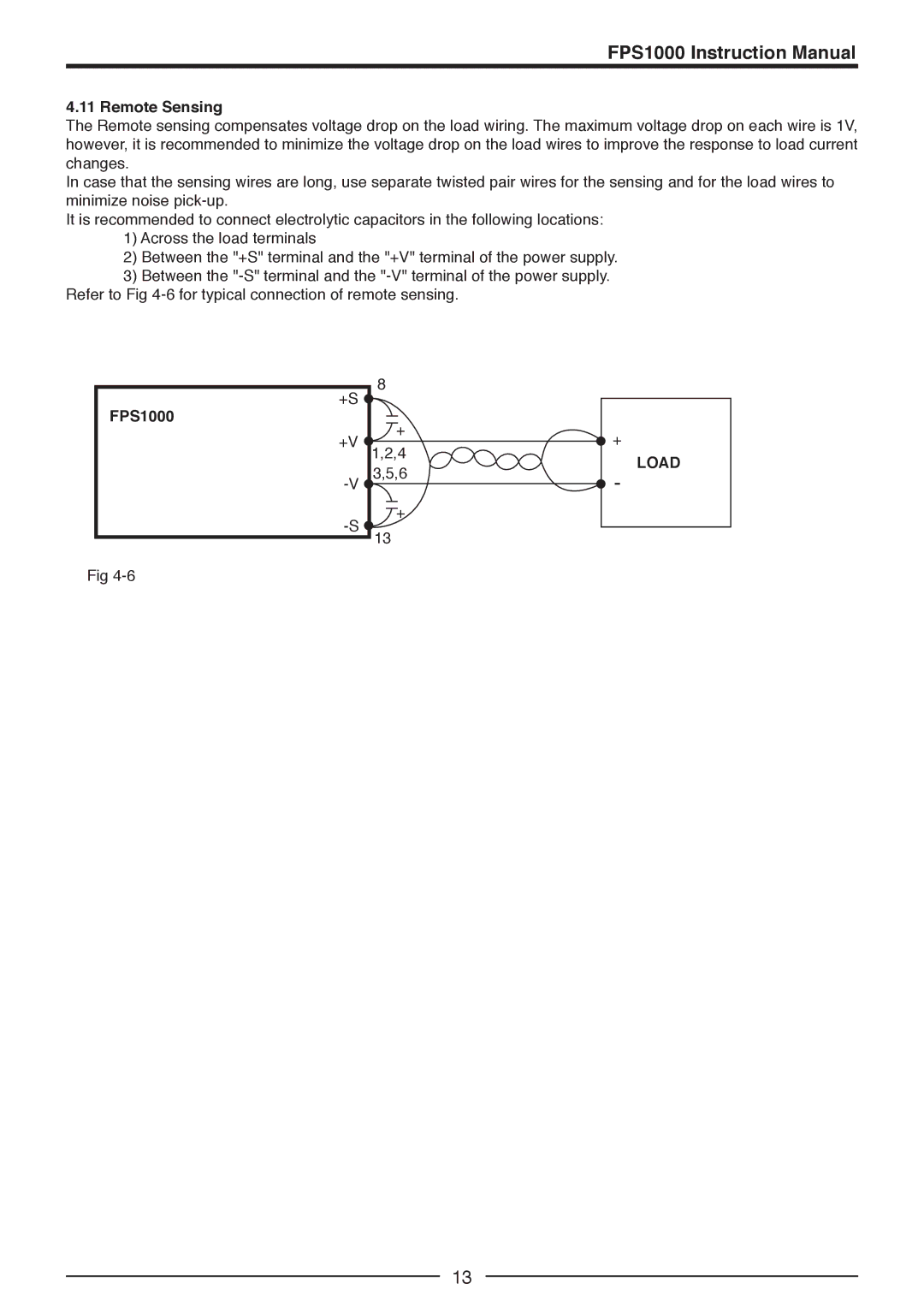 TOA Electronics FPS-T1U, FPS1000-24, FPS1000-12, FPS1000-32, FPS-S1U, FPS1000-48 instruction manual Remote Sensing 