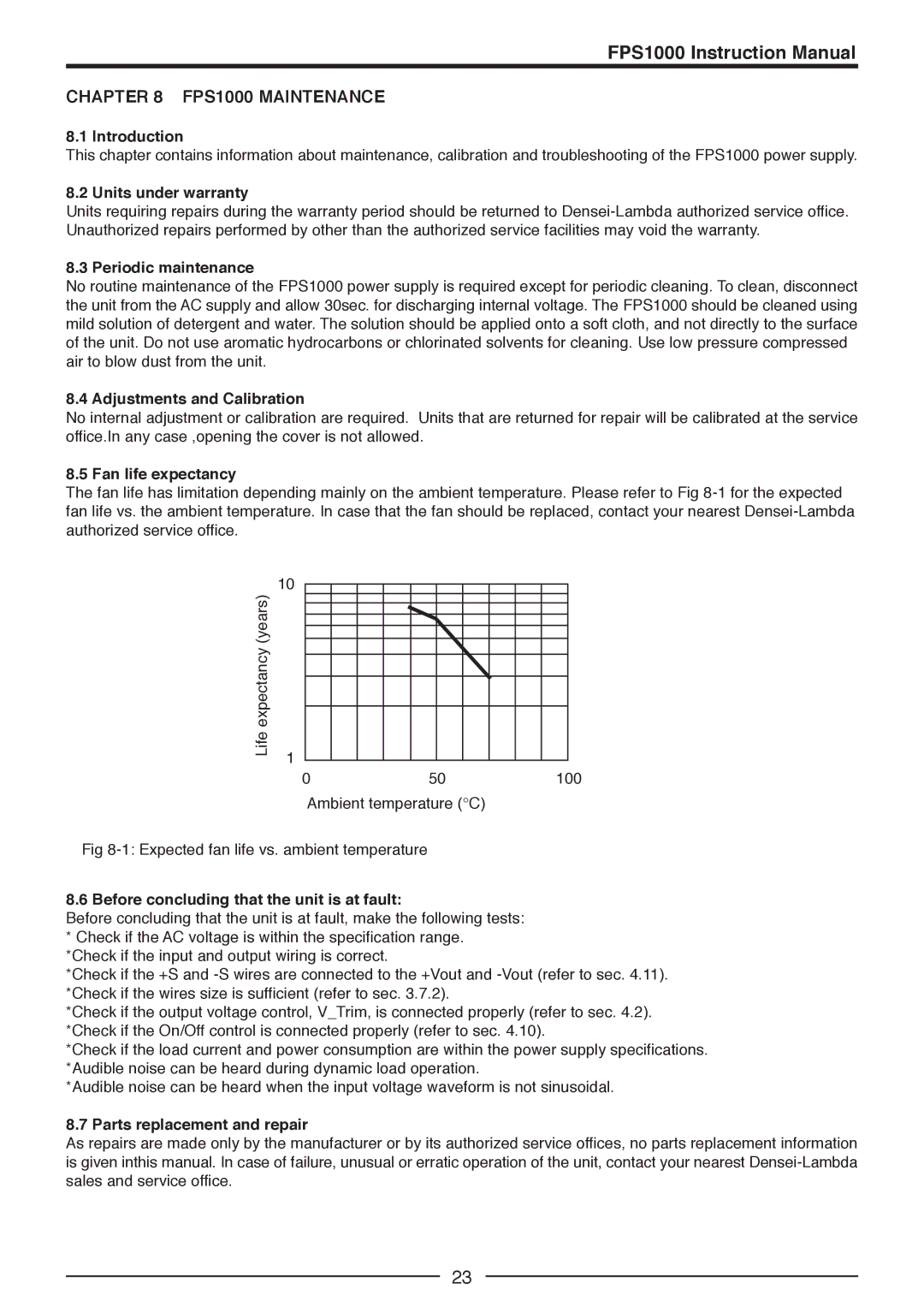 TOA Electronics FPS1000-32, FPS1000-24, FPS1000-12, FPS-S1U, FPS-T1U, FPS1000-48 instruction manual FPS1000 Maintenance 