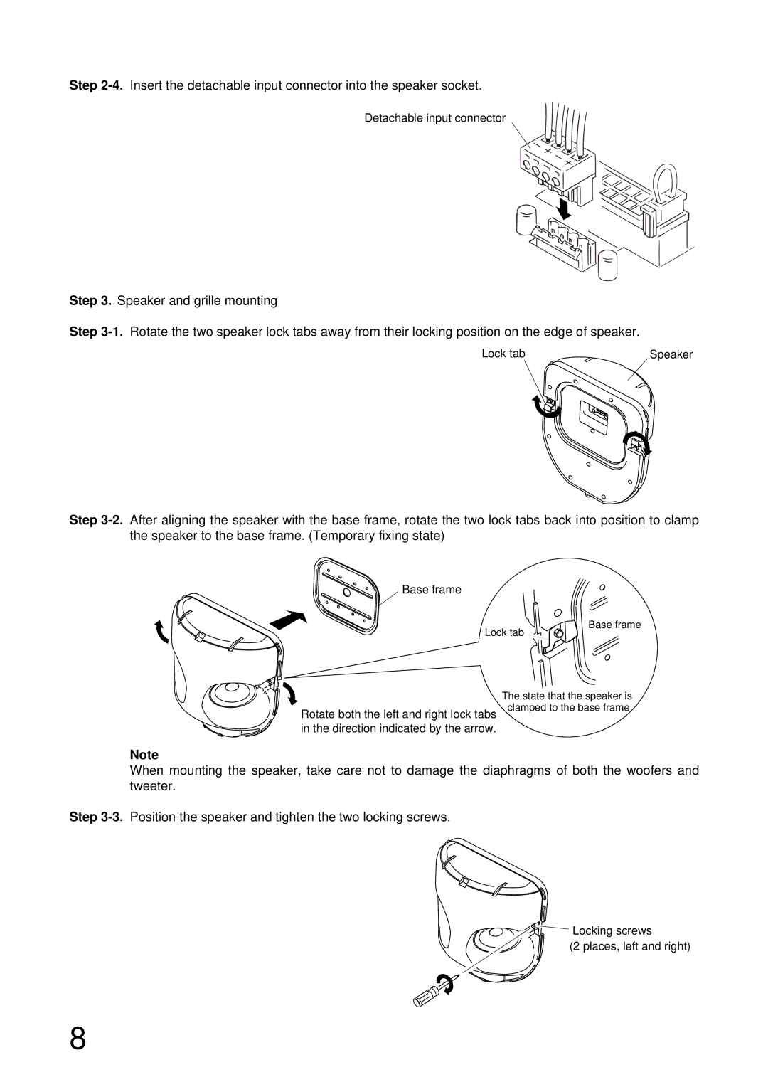 TOA Electronics H-3WP operating instructions Detachable input connector 