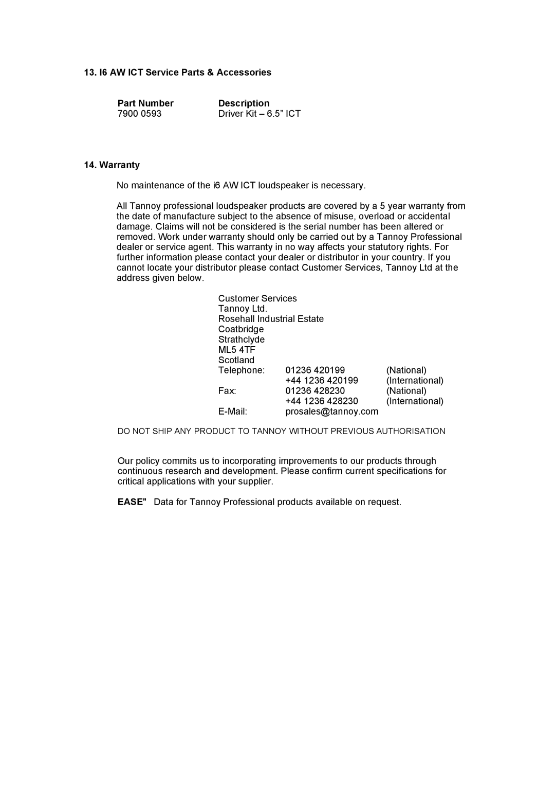 TOA Electronics I6 AW ICT user manual ML5 4TF 