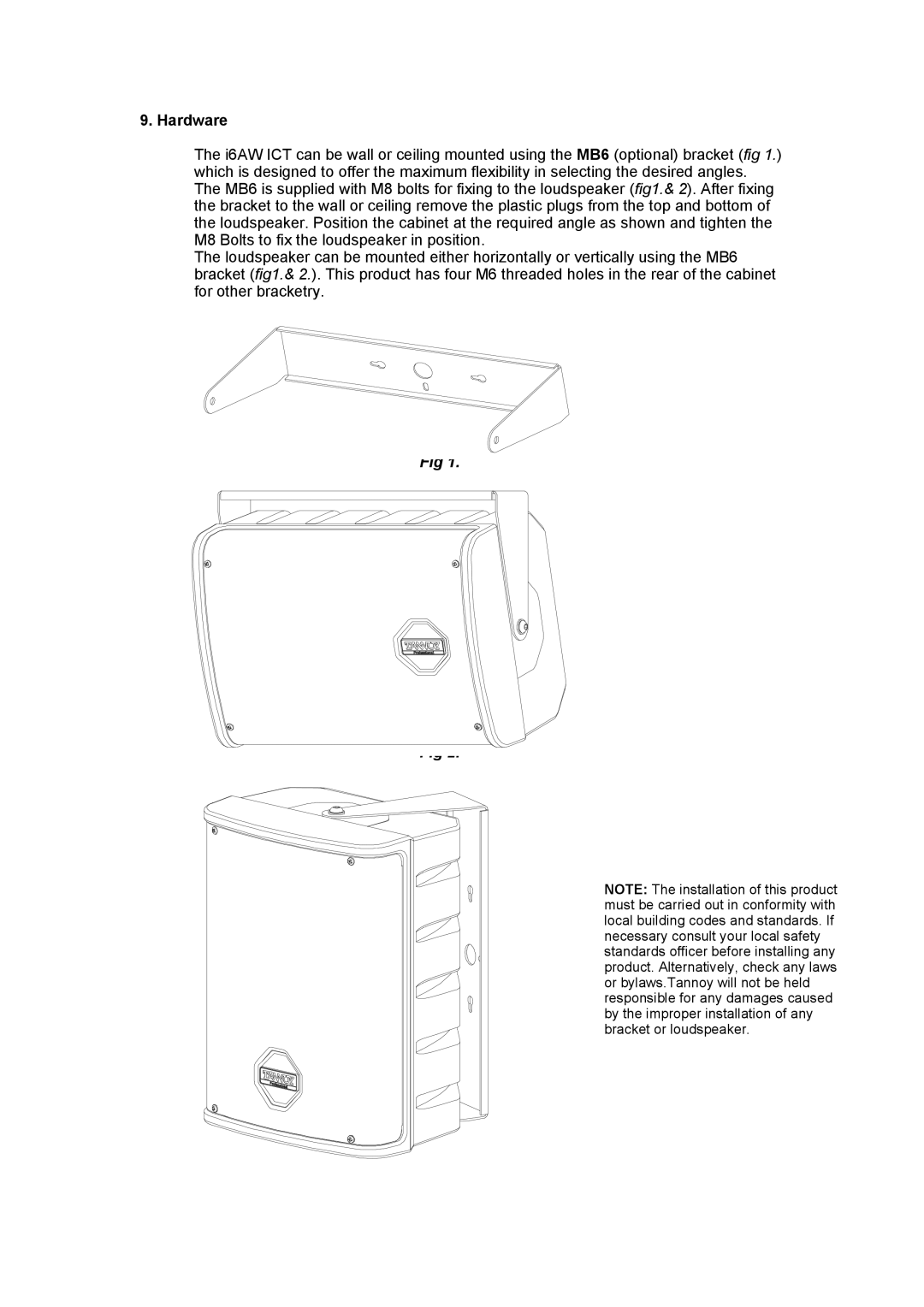 TOA Electronics I6 AW ICT user manual Hardware 