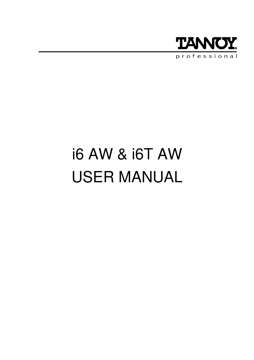 TOA Electronics user manual I6 AW & i6T AW 