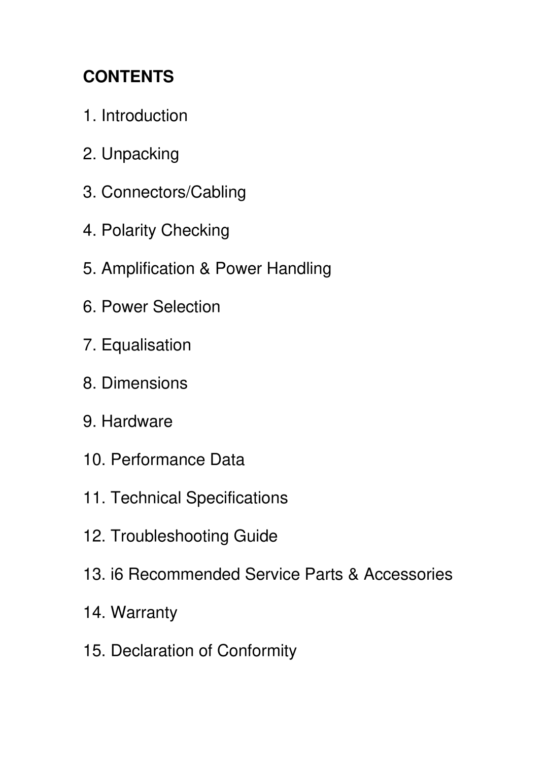 TOA Electronics I6 AW user manual Contents 