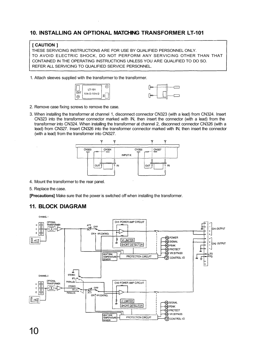 TOA Electronics IP-300D, IP-600D, IP-450D dimensions Installing AN Optional Matching Transformer LT-101, Block Diagram 