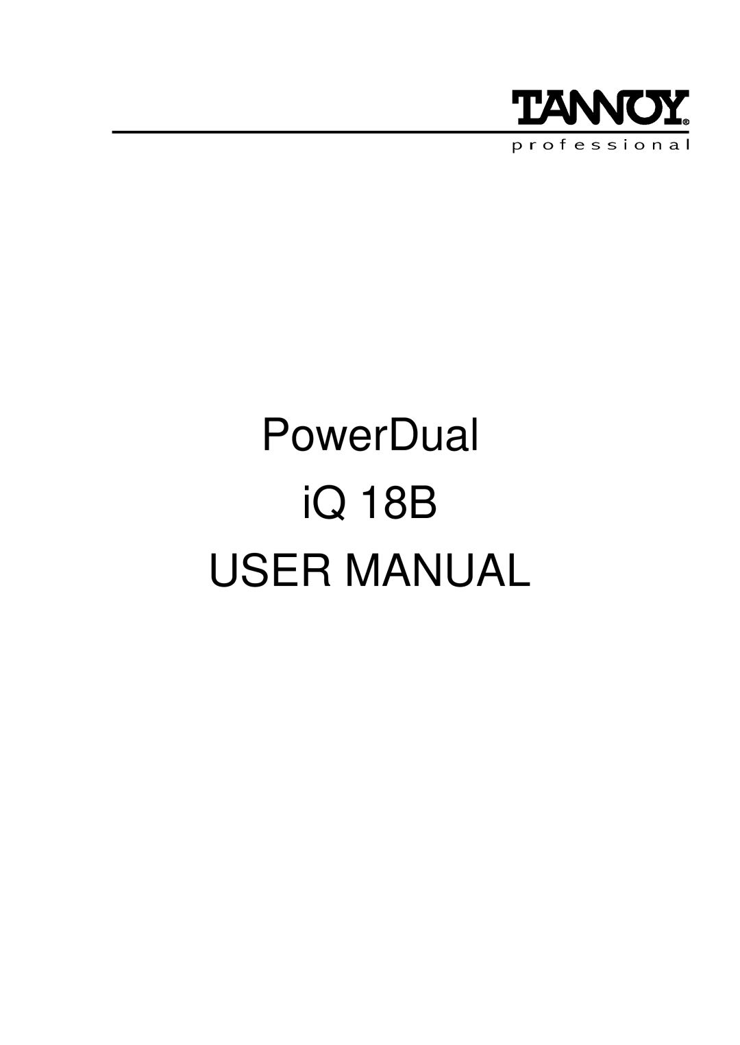 TOA Electronics user manual PowerDual IQ 18B 