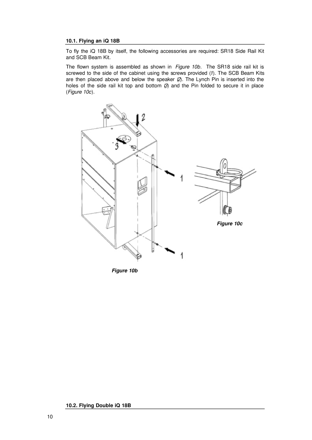 TOA Electronics IQ 18B user manual Flying an iQ 18B, Flying Double iQ 18B 