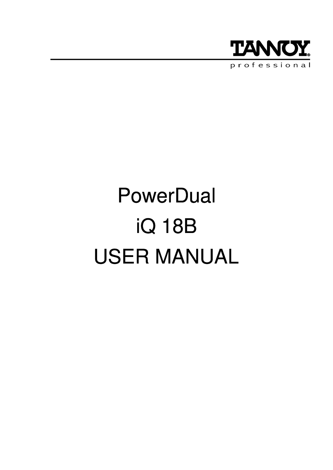 TOA Electronics IQ 18B user manual 