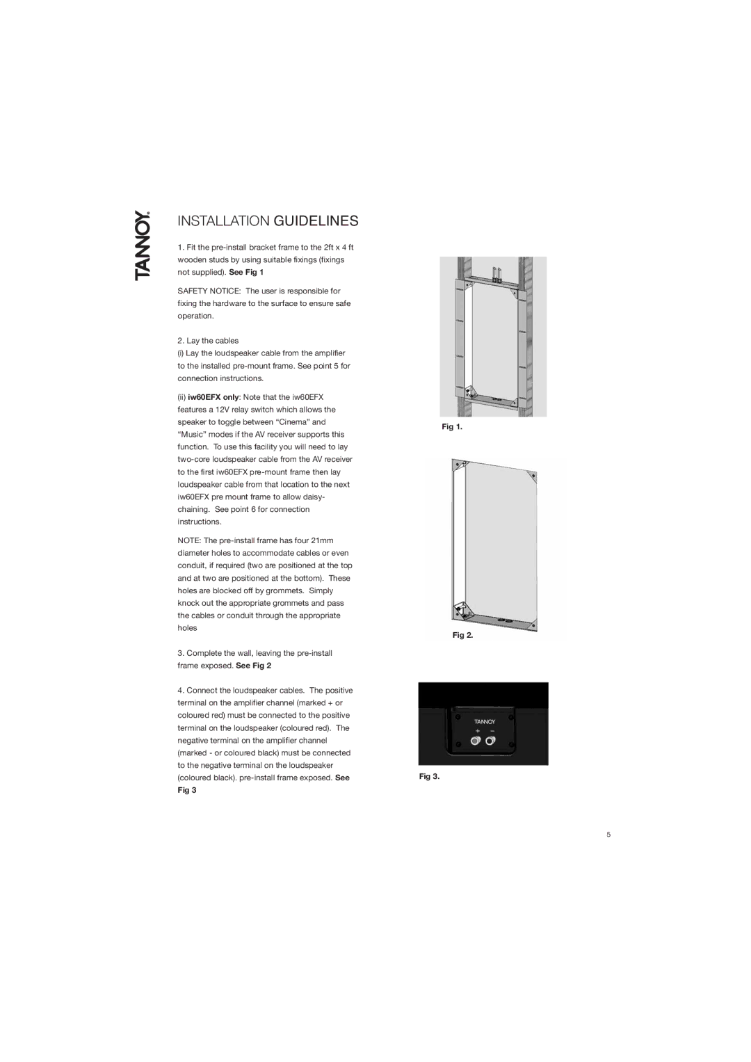 TOA Electronics IW60EFX user manual Installation Guidelines 