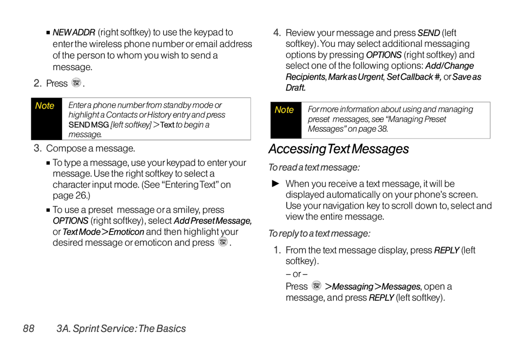 TOA Electronics LG LX290 manual AccessingText Messages, To read a text message, To reply to a text message 