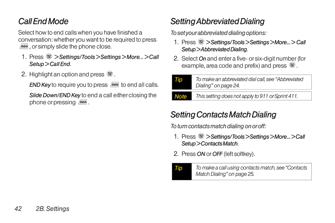 TOA Electronics LG LX290 manual Call End Mode, SettingAbbreviated Dialing, Setting Contacts Match Dialing 