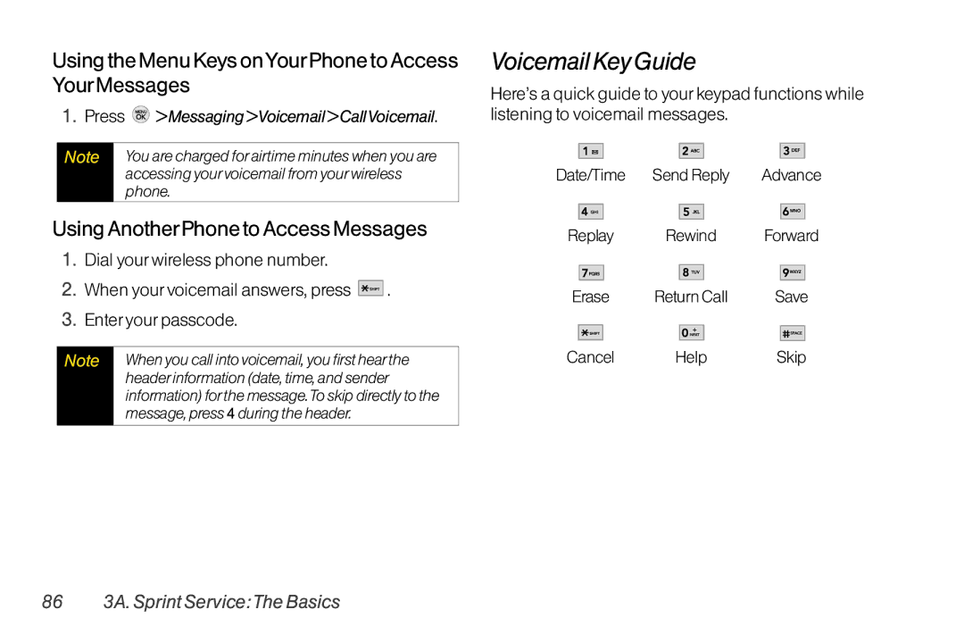 TOA Electronics LG LX290 manual Voicemail Key Guide, Using the Menu Keys onYourPhone to Access YourMessages 