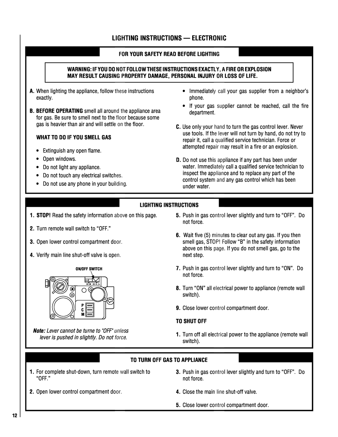 TOA Electronics P0055-DRG manual For Your Safety Read Before Lighting, What To Do If You Smell Gas, Lighting Instructions 