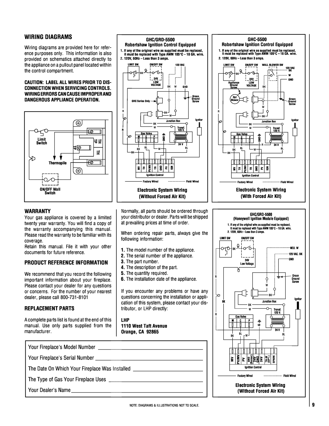 TOA Electronics P0055-DRG manual Wiring Diagrams, Warranty, Product Reference Information, Replacement Parts 