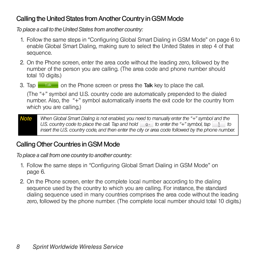 TOA Electronics PPCT7380SP manual CallingtheUnitedStatesfromAnotherCountryinGSMMode, CallingOtherCountriesin GSMMode 