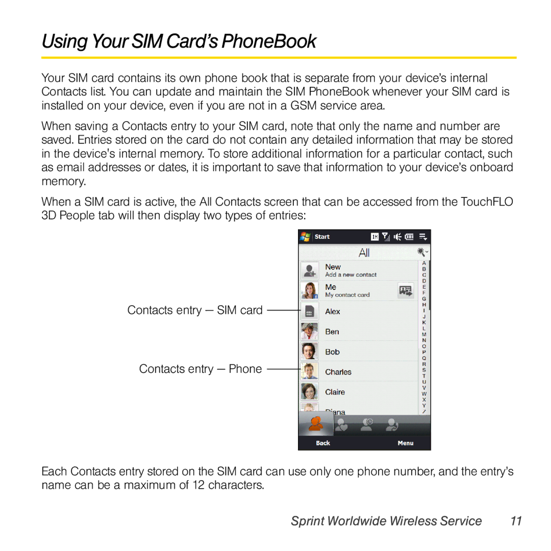 TOA Electronics PPCT7380SP manual Using Your SIM Card’s PhoneBook 