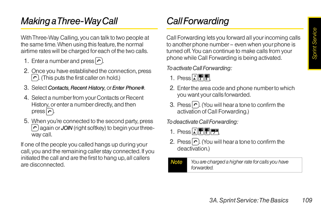 TOA Electronics SCP2700KBL manual Making aThree-Way Call, To activate Call Forwarding, To deactivate Call Forwarding 