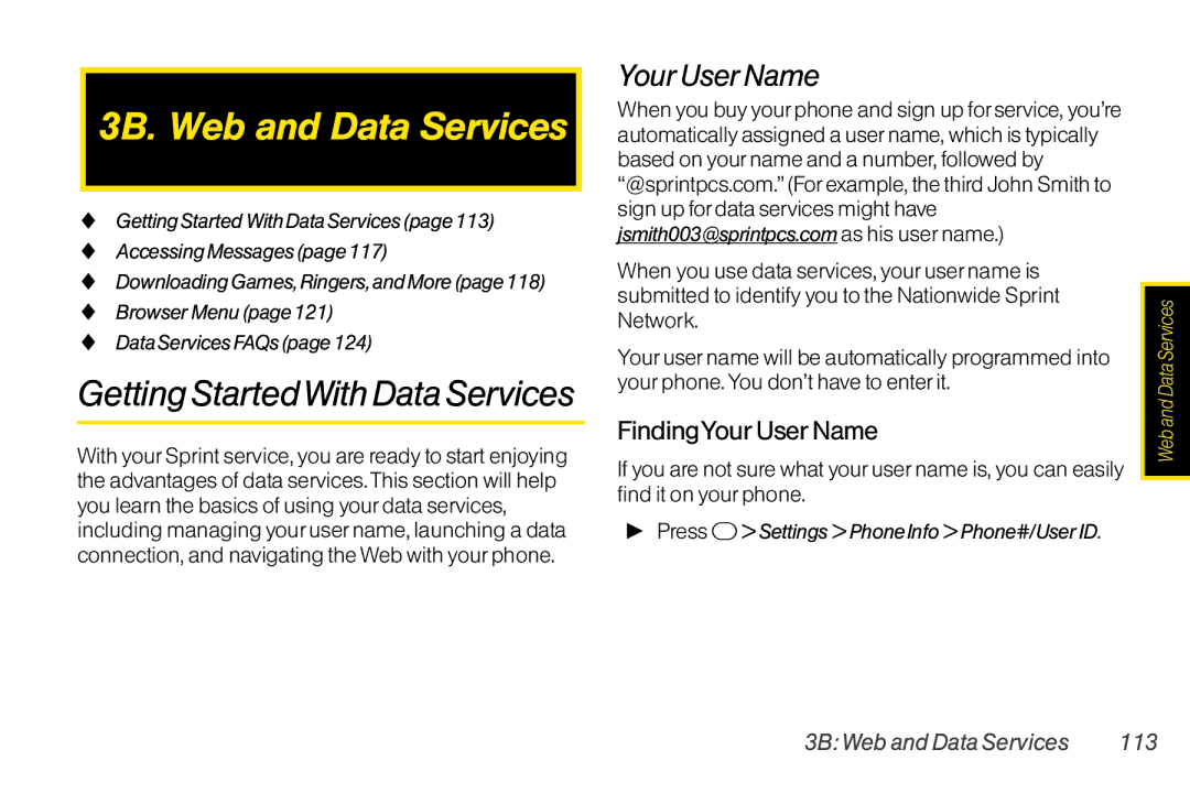 TOA Electronics SCP2700KBL, SCP-2700 manual 3B. Web and Data Services, Getting StartedWith Data Services, Your User Name 