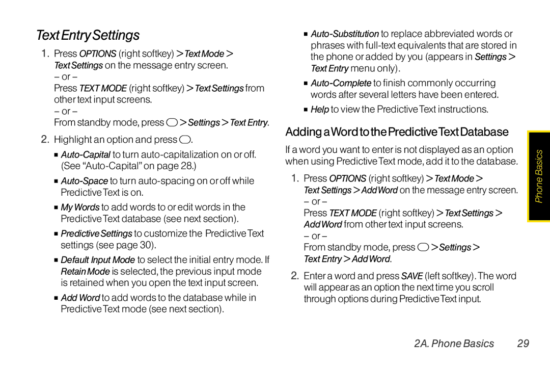 TOA Electronics SCP2700KBL, SCP-2700 manual Text Entry Settings, Help to view the Predictive Text instructions 