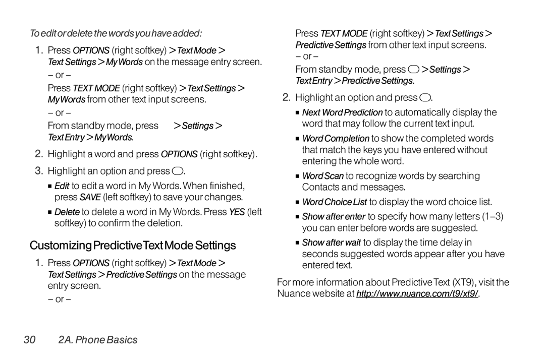 TOA Electronics SCP-2700, SCP2700KBL Customizing PredictiveText Mode Settings, To edit ordelete the words you have added 