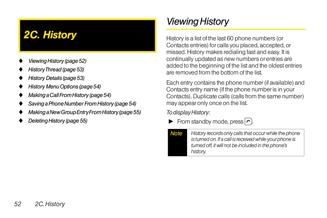 TOA Electronics SCP-2700, SCP2700KBL Viewing History, To display History, From standby mode, press, 52 2C. History 